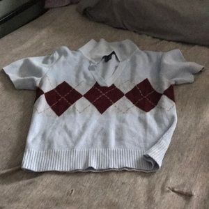 Argyle short sleeve crop top